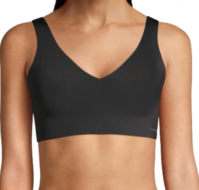  Calvin Klein Women's Invisibles Comfort Plunge Push-Up Bralette QF5785 Black XS