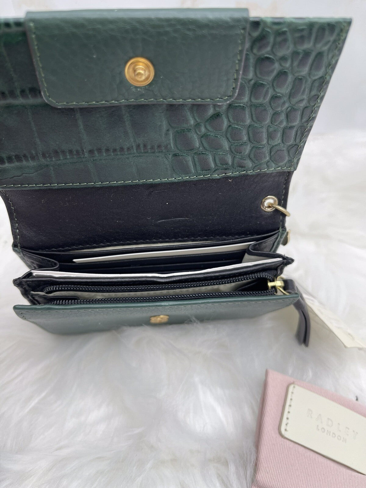 Radley London Croc-Embossed Arlington Court Leather Wallet Dark Green