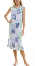 Roudelain Women's Printed Sleeveless Nightgown - Ditsy Check-Large