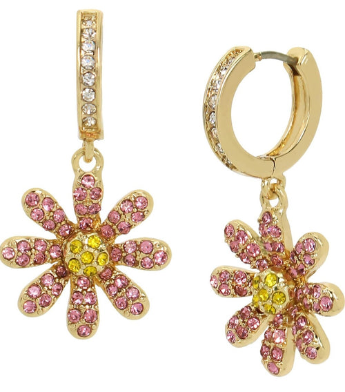 Betsey Johnson Womens Daisy Charm Huggies