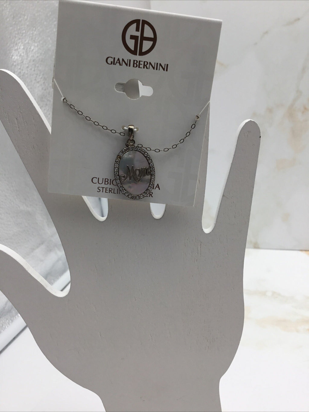 Giani Bernini Cubic Zirconia & Mother of Pearl Oval "Mom" Halo
