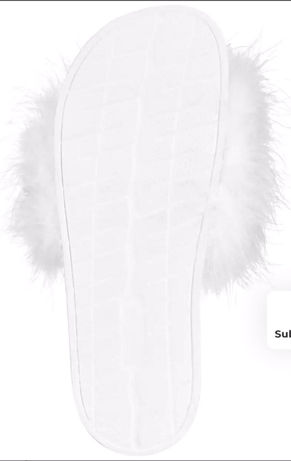 INC International Concepts Sandal Slides Sz L 9/10 White Fluffy Faux Maribou