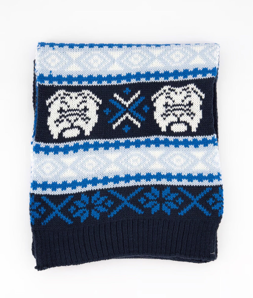 Club Room Men's Navy Bulldog Hat & Scarf Set One Size  B24