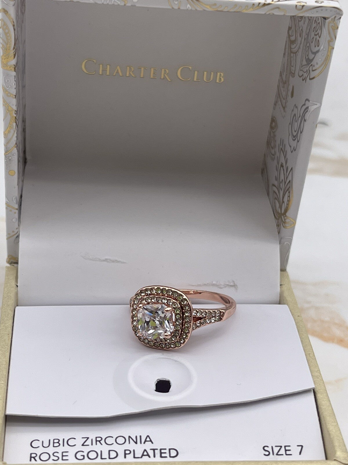 Charter Club Rose Gold-Tone Cubic Zirconia Ring - Rose Gold Tone - Size 7