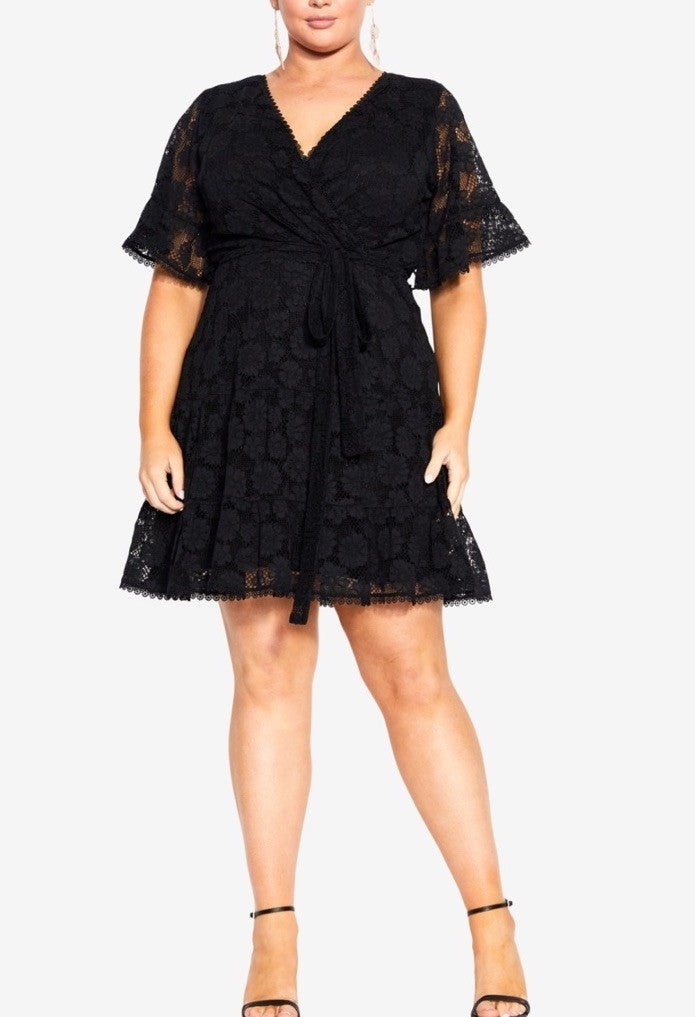 City Chic Garden Kisses Dress - black Plus Size XS
