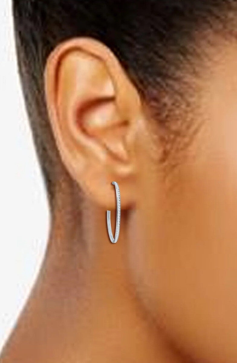Giani Bernini Cubic Zirconia Medium Hoop Earrings, 1.5", Silver Color 