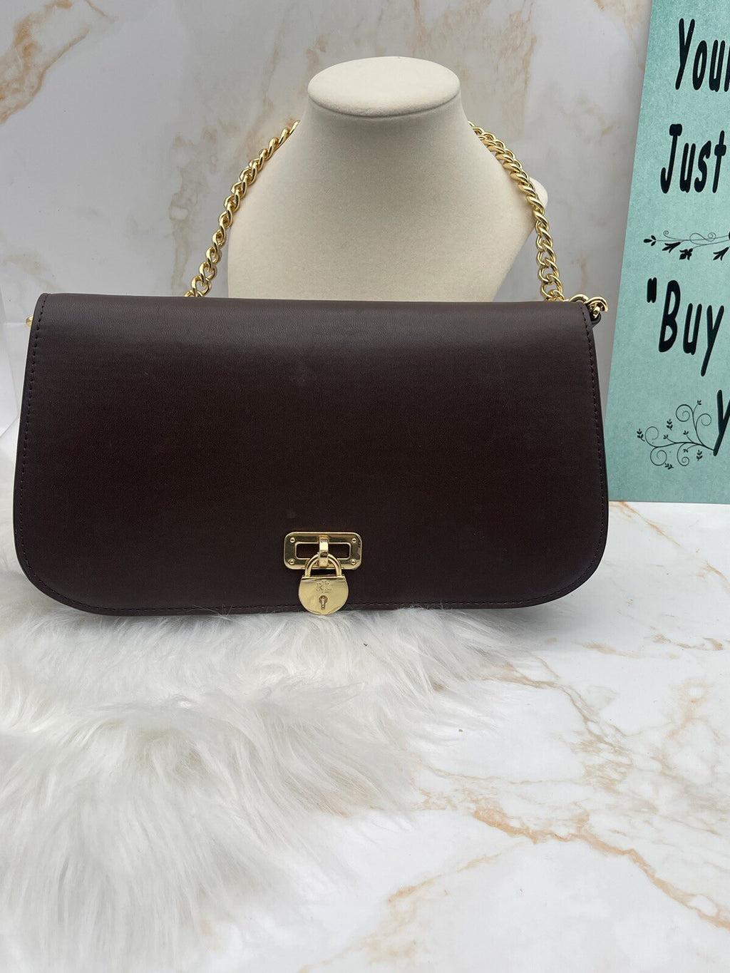 NEW Lauren Ralph Lauren Leather Medium Tanner Shoulder Brown $325