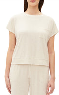 GAP GapBody Women's Ribbed Short-Sleeve Pajama Top L Oatmeal Color