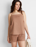 State of Day 2-Piece Linen/Rayon Blend Cami & Shorts Women's Pajama Set Medium