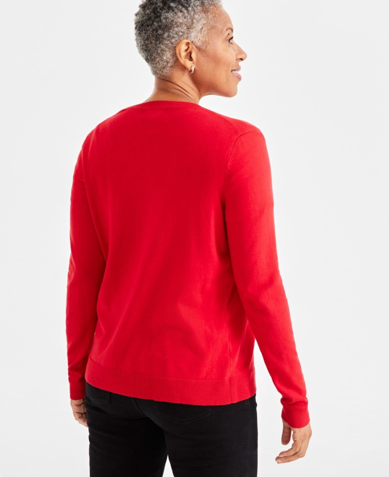Style & Co Womens Button Up Long Sleeve Red Cardigan Sweater V Neck Ribbed Sz XL