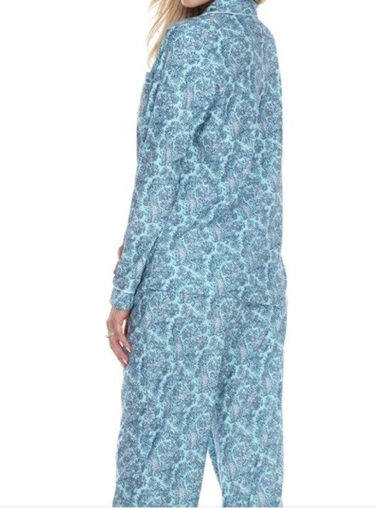 White Mark Women's Pajama Set - Extended Sizes Mint Paisley 1XL
