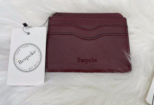 Bespoke New York Pebble Leather Wine Slim Card Case Wallet NWT