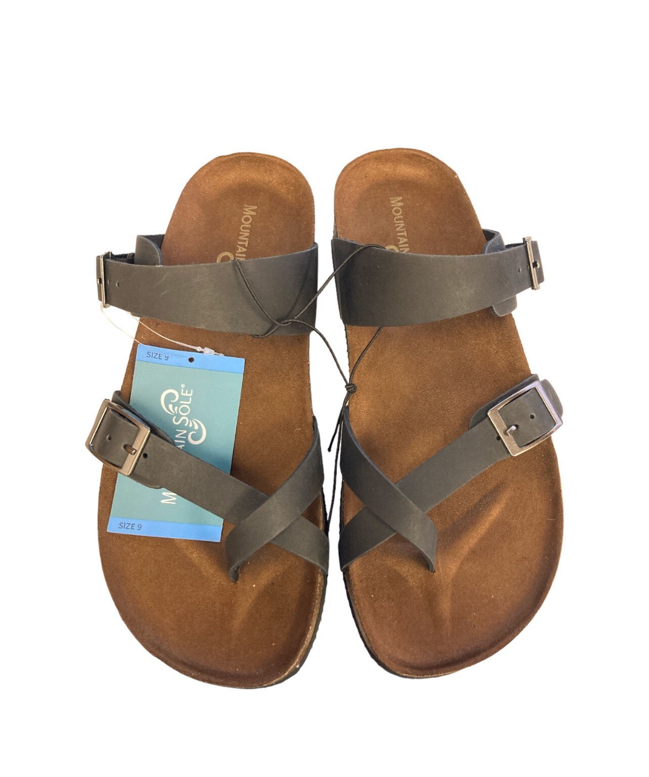 Mountain Sole Easy Slip-On Two Adjustable Buckles Ladies Leather Sandal Sz 6