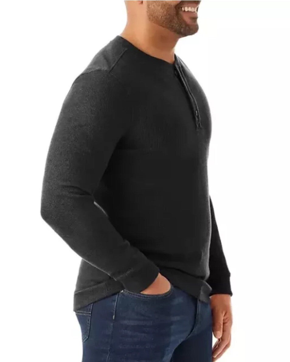 Member's Mark Men's Thermal Henley Size M Black