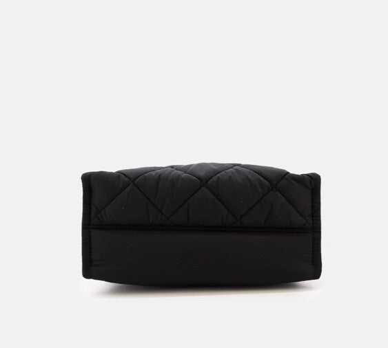 LIKE DREAMS Serenity Bow puffer nylon small women's tote crossbody bag -BLACK