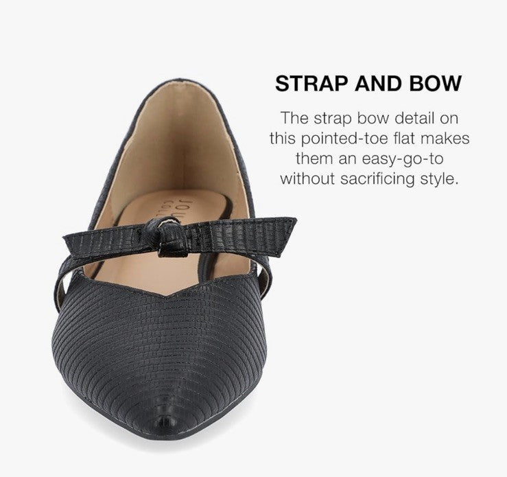 Journee Collection Women's Cait Bow Mary Jane Pointed Toe Flats - Black, 7M