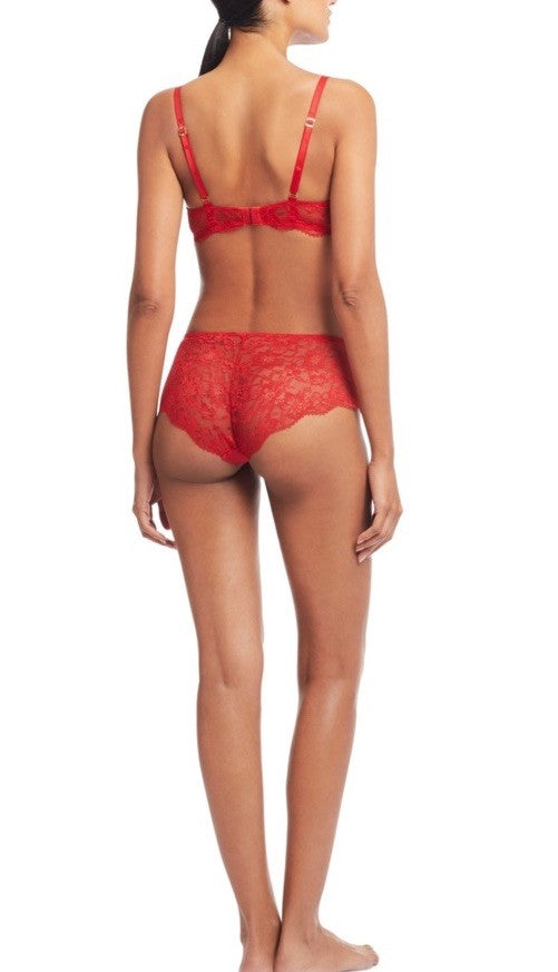 Lauren Ralph Lauren Women's Unlined Lace Full Coverage Bra Ruby Red 34A