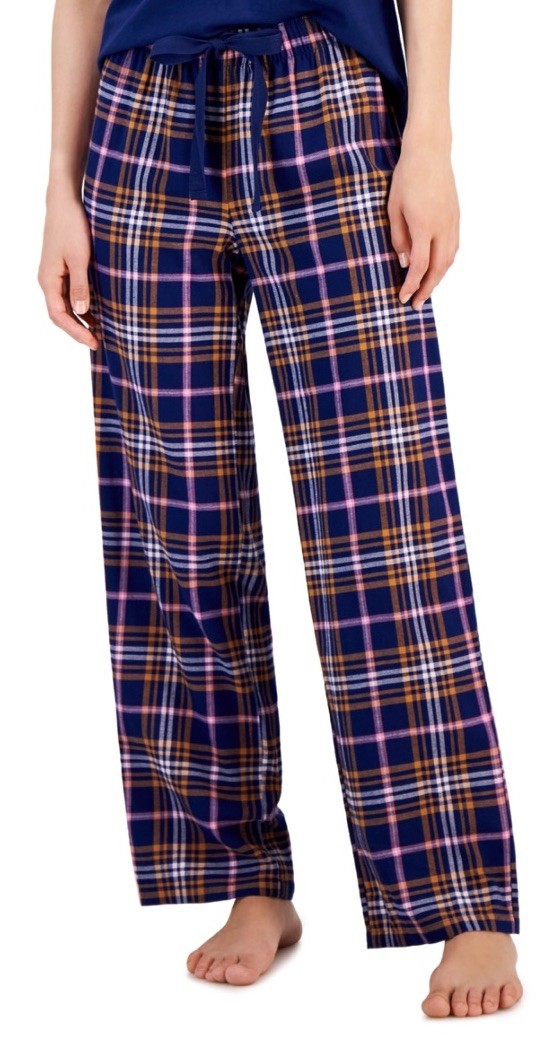 Jenni Women's Cotton Printed Drawstring Pajama Pants XXL Boyfriend Plaid 