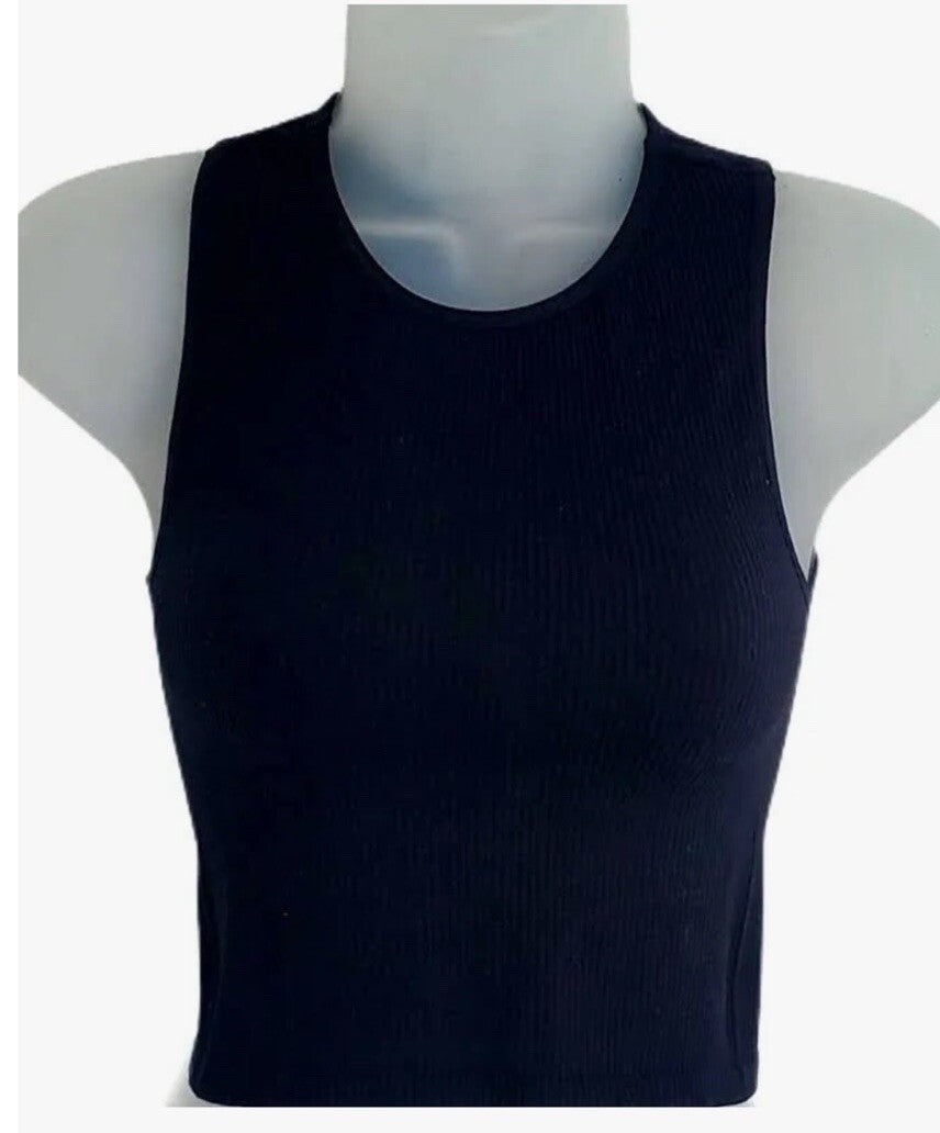 Hippie Rose Juniors Ribbed Crop Tank Top Black S
