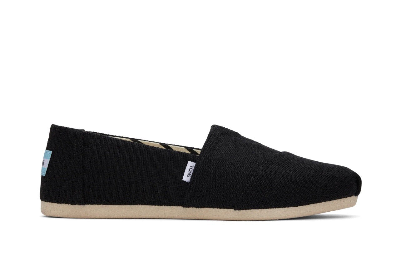 Women's Toms Alpargata Black/Black Recycled Cotton Canvas  100% Original Brand