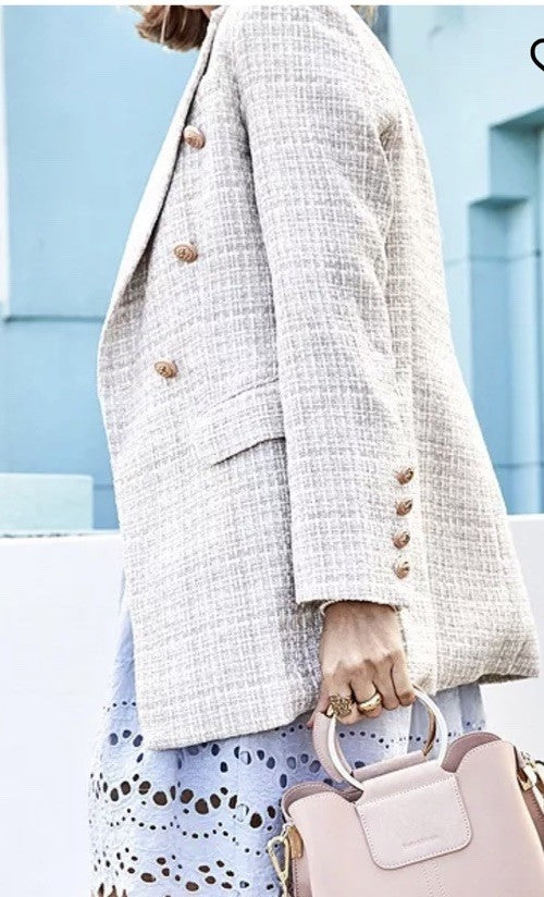 Belle & Bloom Princess Polina Textured Weave Blazer S Beige 
