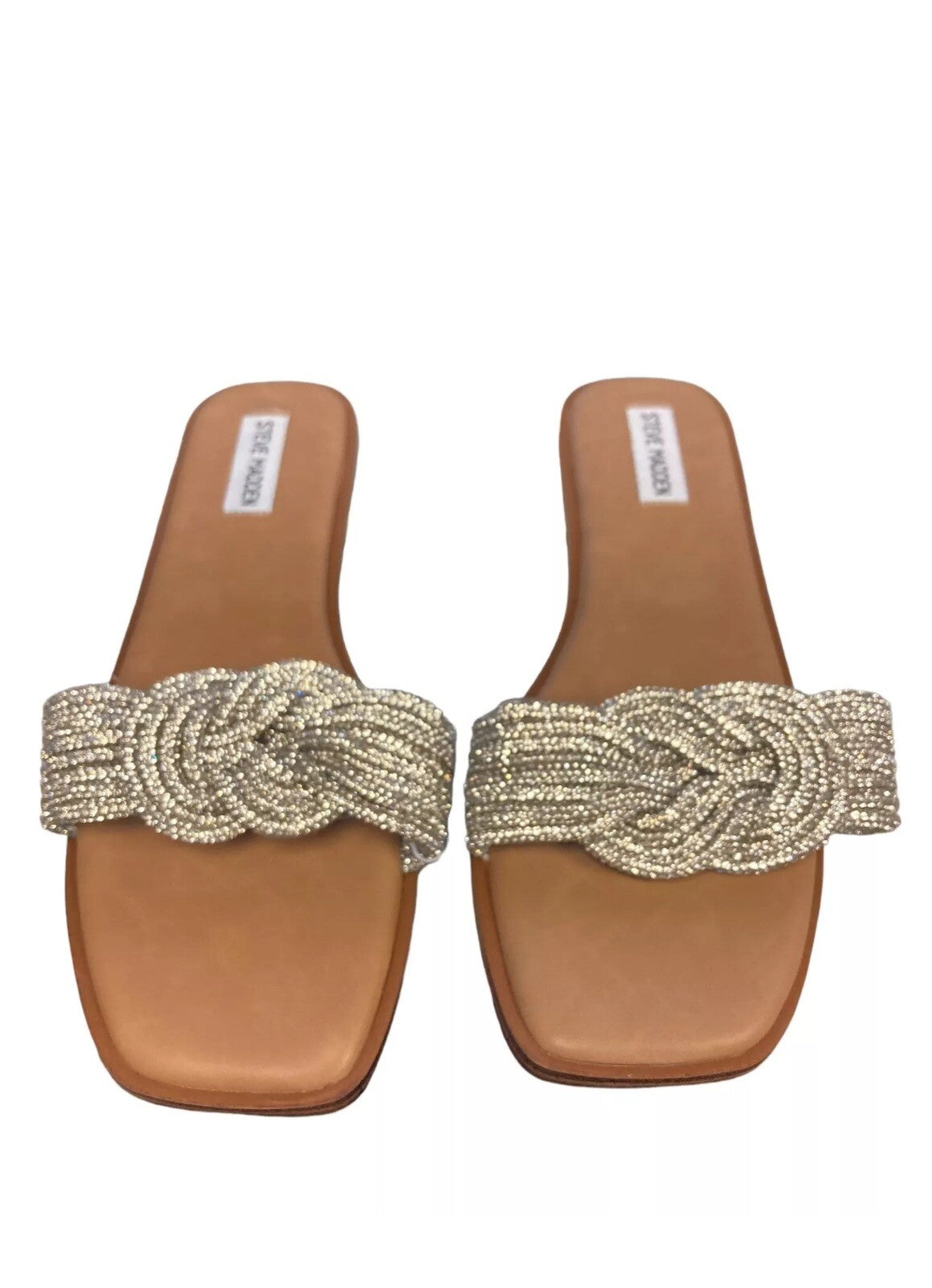 Steve Madden Women's Adore Rhinestone Knot Front Slide Sandal  7M