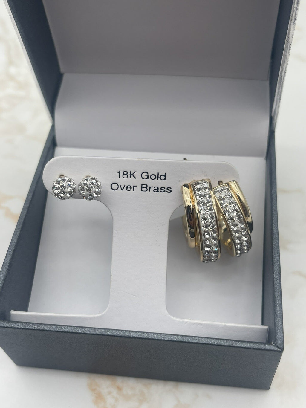 FINE SILVER PLATE BOXED EARRINGS CLEAR CRY GREEK