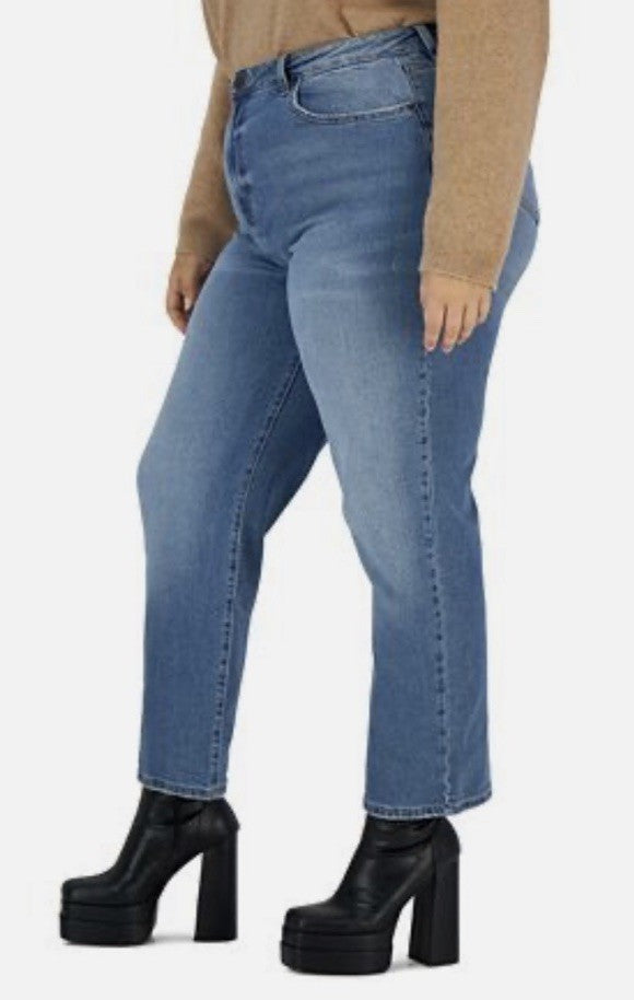 Celebrity Pink Trendy Plus Size Straight-Leg Jeans Tordino Size 24