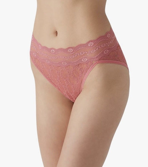b.tempt'd by Wacoal Women's Lace Kiss High-Leg Brief Underwear M Slate Rose