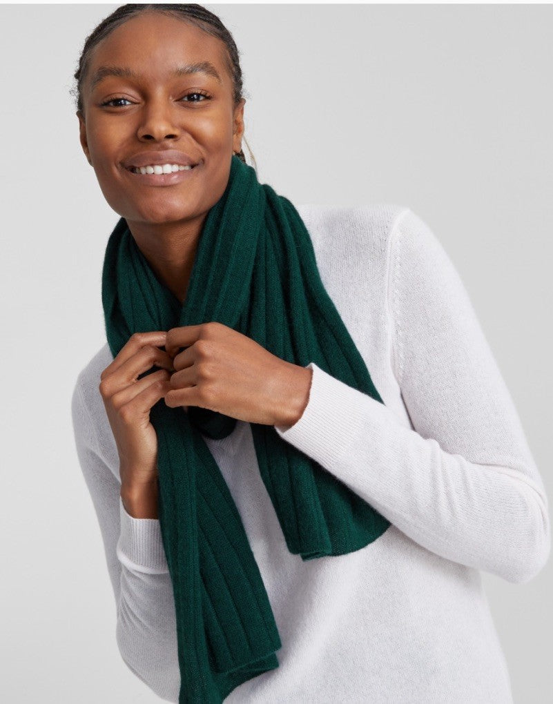 Charter Club Ribbed 100% Cashmere Scarf Deep Pine One Size