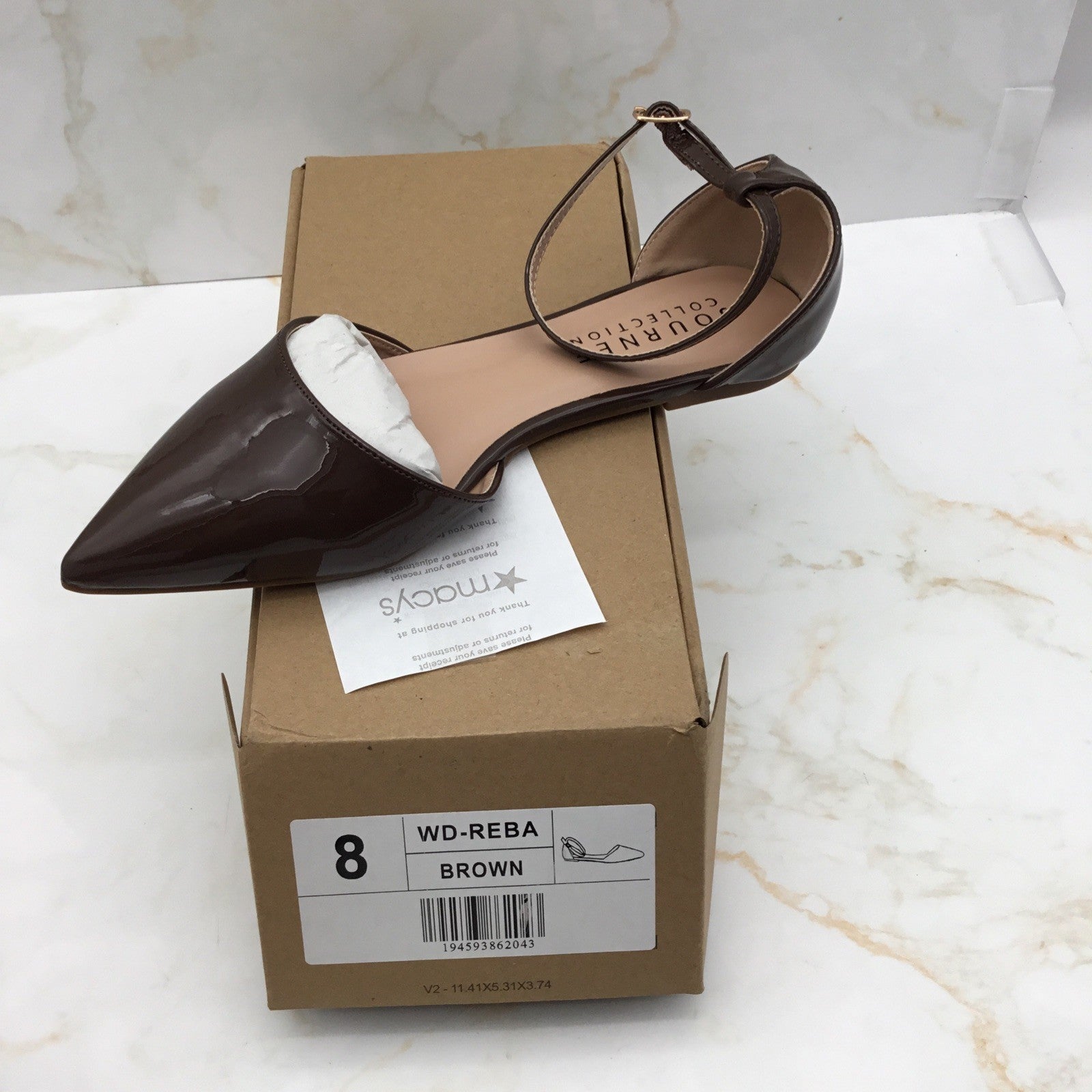 Journee Collection Women's Reba Ankle Strap Pointed Toe Flats Brown 8