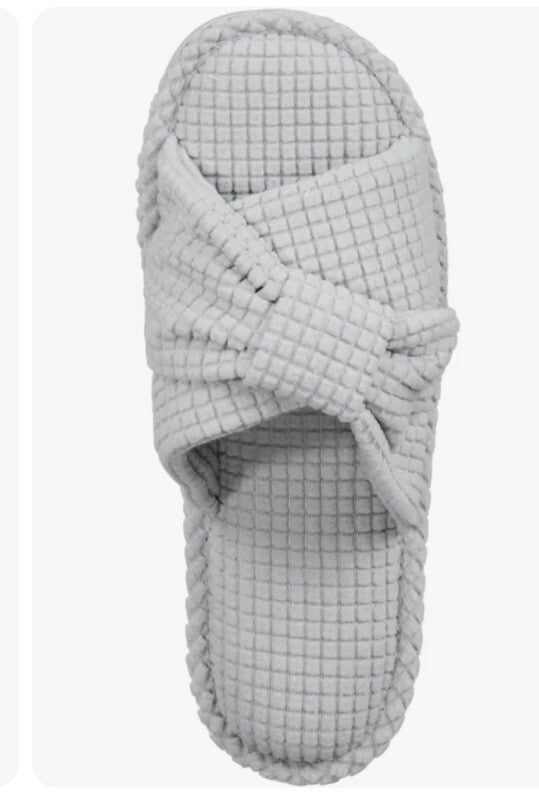Charter Club Women's Textured Knot-Top Slippers Gray Color S 5-6