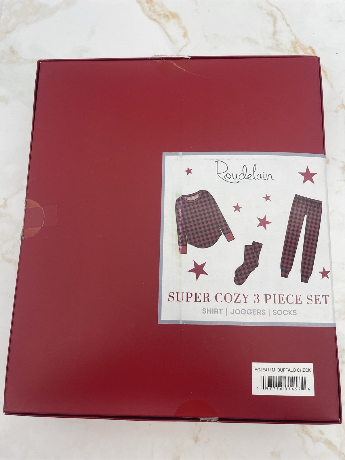 Roudelain 3-Piece Super Cozy Fleece Shirt/Joggers/Socks Sleepwear Pajama Set  L