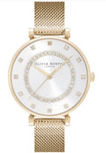 Olivia Burton Women's T-Bar Gold-Tone Stainless Steel Mesh Bracelet Watch 32mm