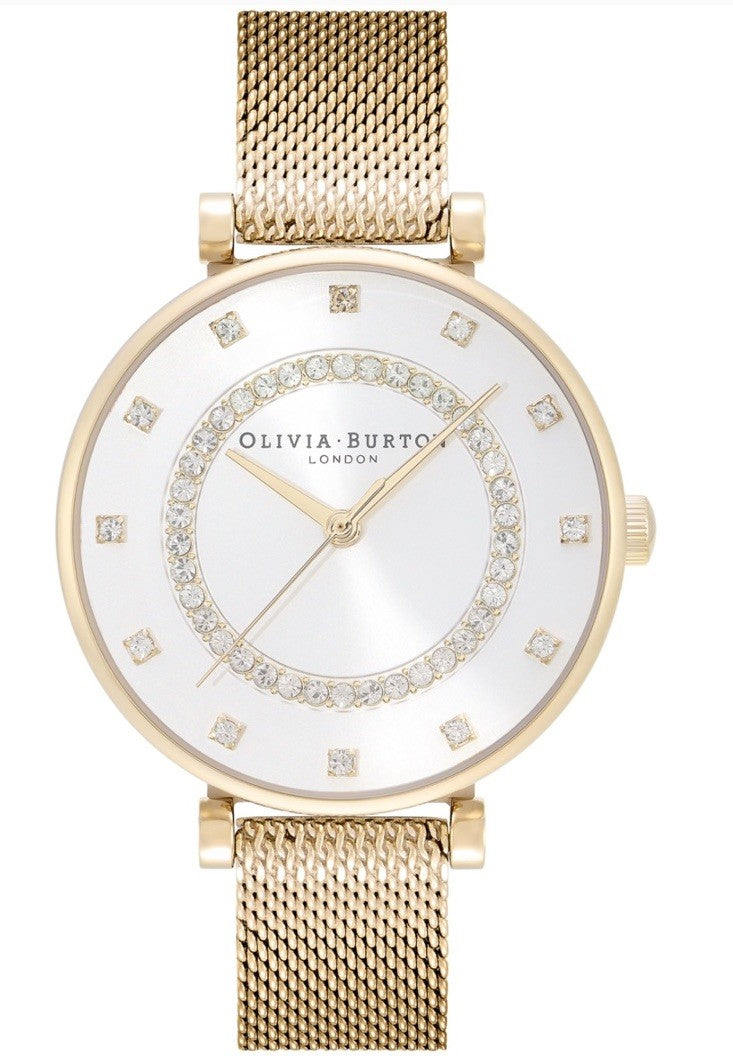 Olivia Burton Women's T-Bar Gold-Tone Stainless Steel Mesh Bracelet Watch 32mm