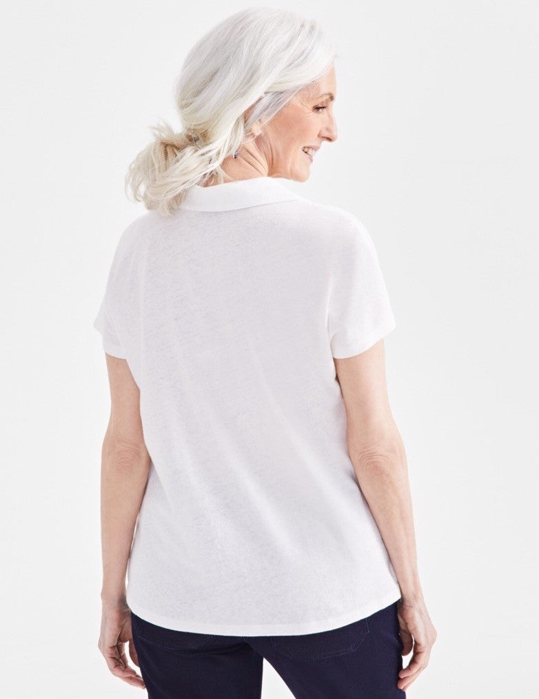 Style & Co Petite Linen-Blend Polo Shitake PL