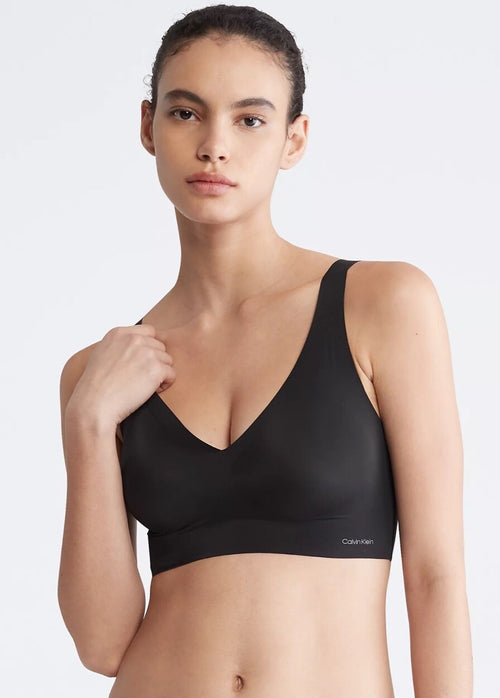 Calvin Klein Invisibles Comfort Seamless V Neck Bralette Bra Black Size M