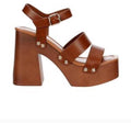 Madden Girl Women's Greenville Studded Platform Sandals Whiskey 11