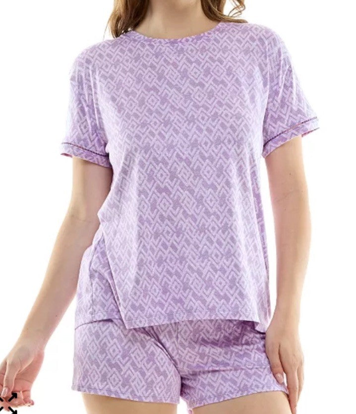 Roudelain Women's 2-Pc. Printed Short Pajamas Set Lilac XL