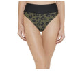 DKNY Women's High Waist Bikini Bottoms Size M Leopard Print Green Swim Bottoms