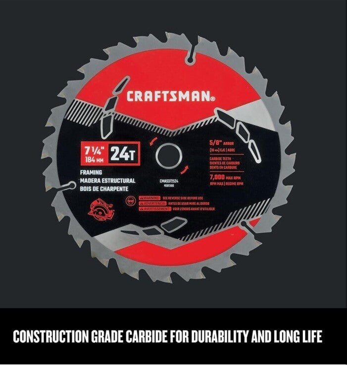 Craftsman 7-1/4-in 24-Tooth Rough Finish Carbide Circular Saw Blade