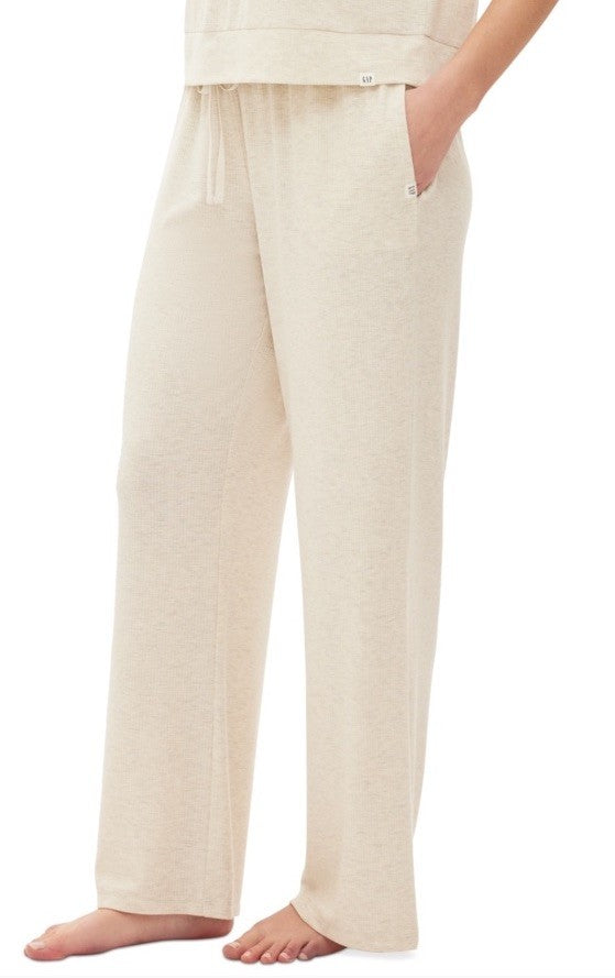 GAP GapBody Women's Ribbed Drawstring Pajama Pants Oatmeal Color XL