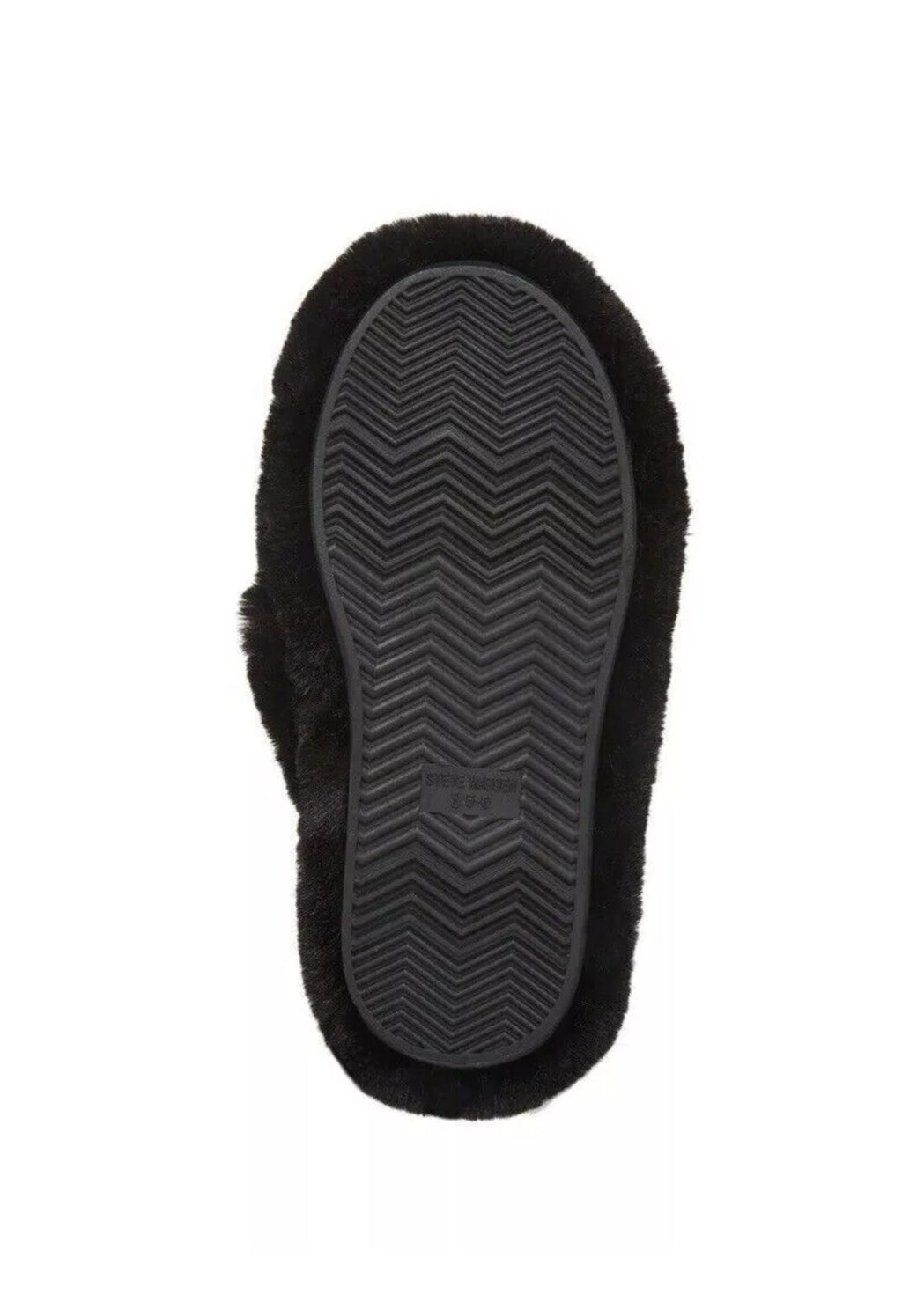 Steve Madden Women's Faux Fur Criss Cross Comfy Slippers Size S 5-6 Black