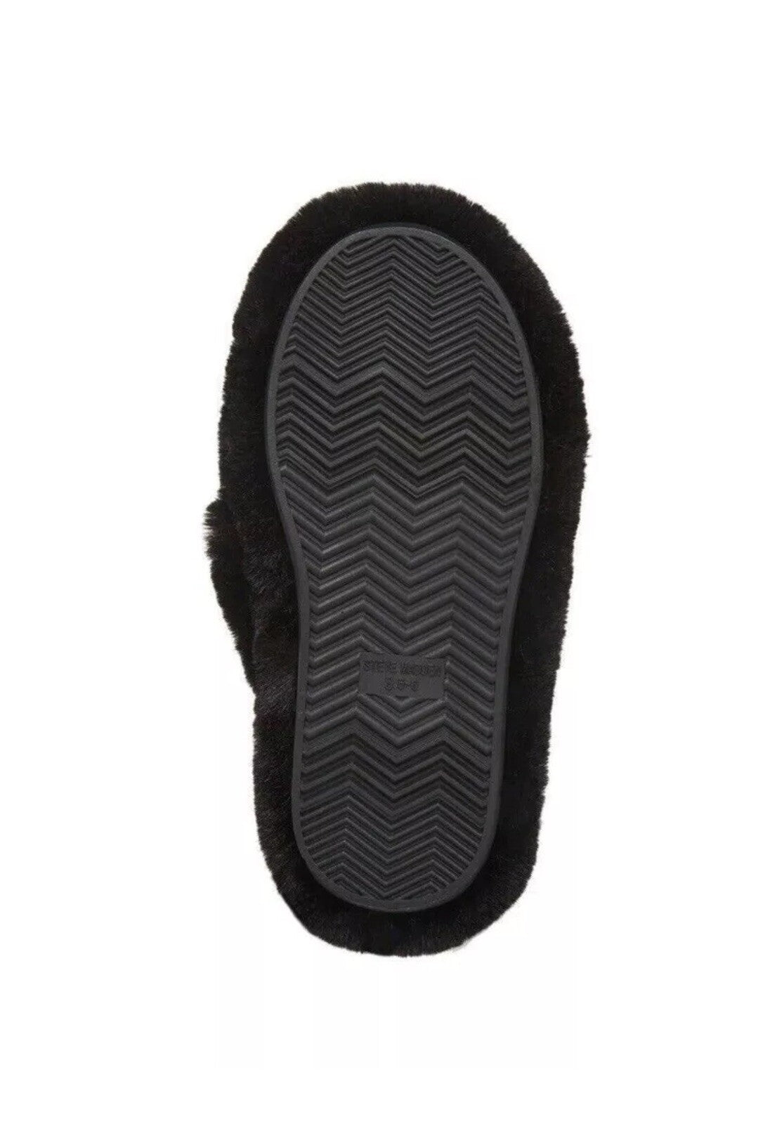 Steve Madden Women's Faux Fur Criss Cross Comfy Slippers Size S 5-6 Black