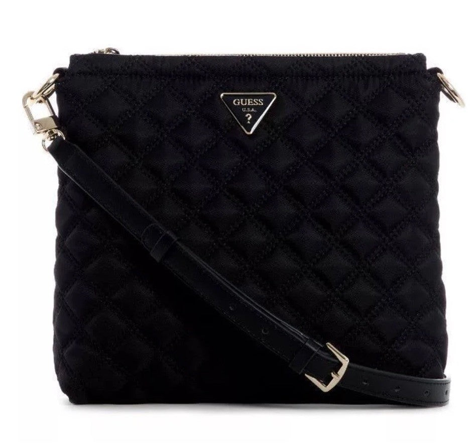 GUESS Jaxi Tourist quilted nylon small crossbody bag purse - Black