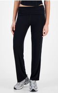 Ultra Flirt Juniors' High Rise Foldover-Waist Ribbed Knit Pants Black L