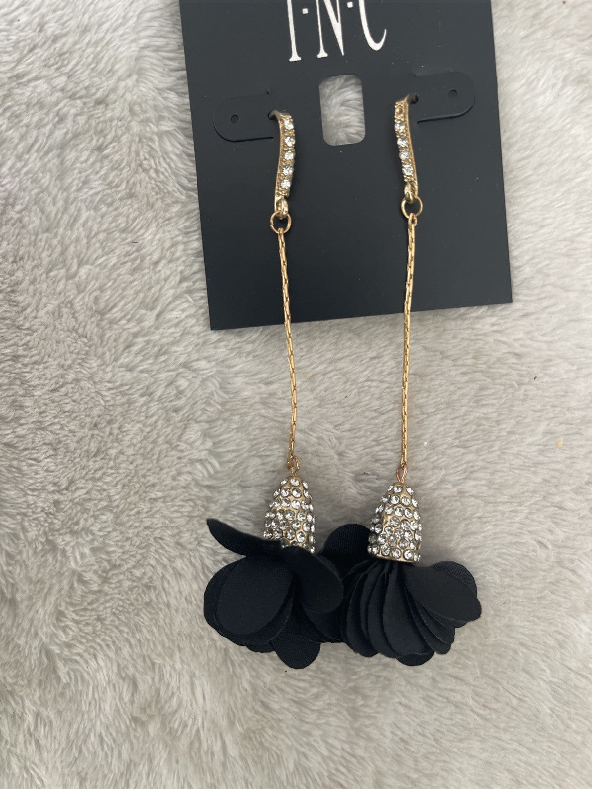 I.N.C. International Concepts Fabric-Flower Drop Earrings