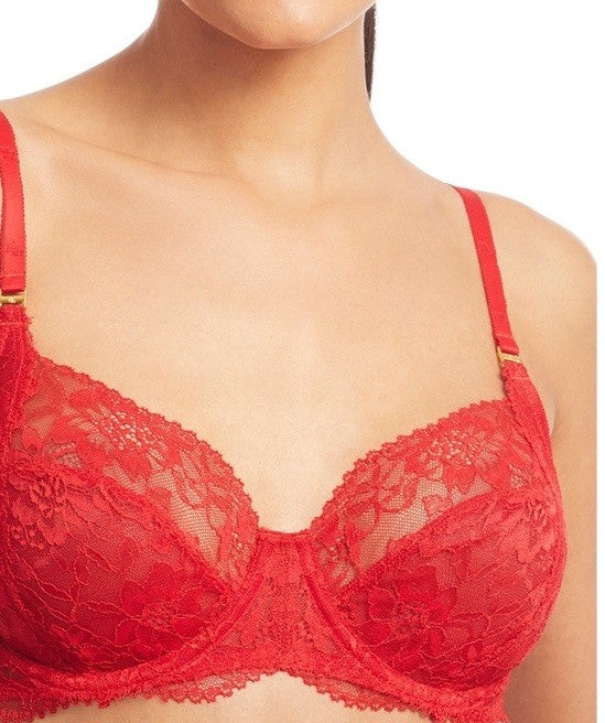 Lauren Ralph Lauren 36DD Bra Red Lace Unlined Full Coverage