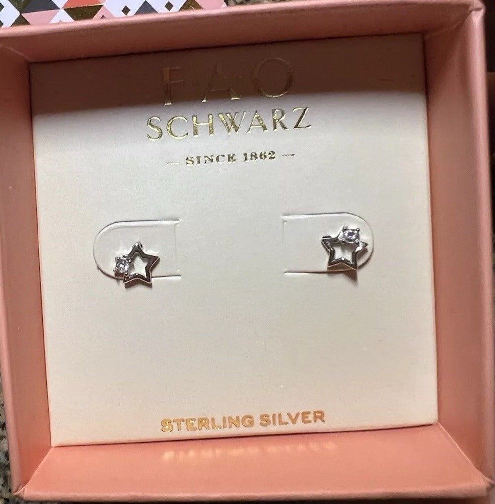 F. A. O Schwarz Sterling Silver Star Earings
