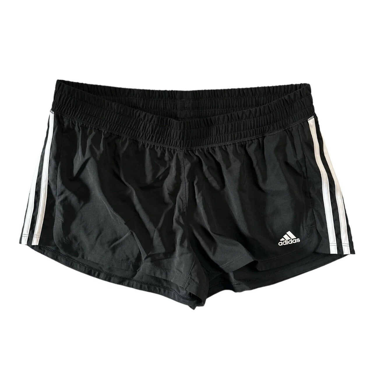Adidas Pacer Shorts Women's Black/White Size XXL 3 Stripe Knit Polyester Gym